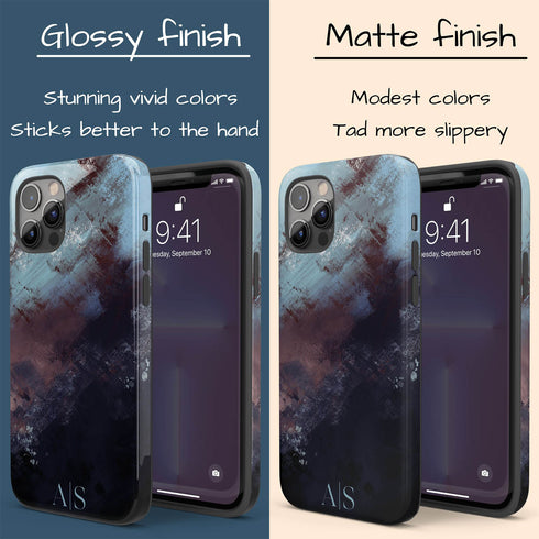 Dark Abstract Oil Paint Custom Initials iPhone Case